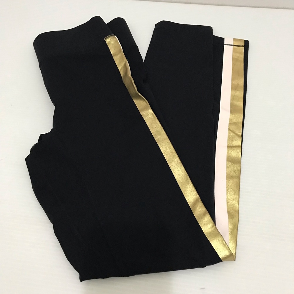 All Access  Black Leggings with Gold Stripe Size S